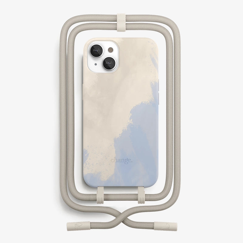 IPhone 13 Crossbody Case Detachable Beige Blue