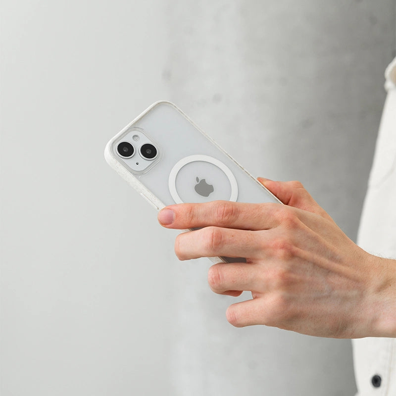 Clear Case Off White iPhone 14 + colored buttons