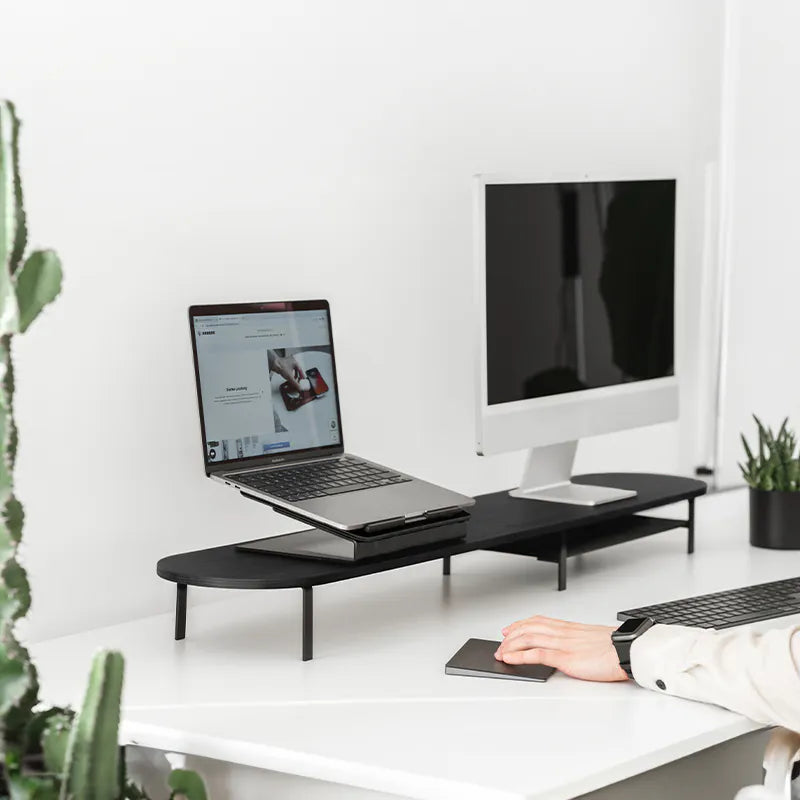 Monitor riser for 2 monitors with Black Series shelf