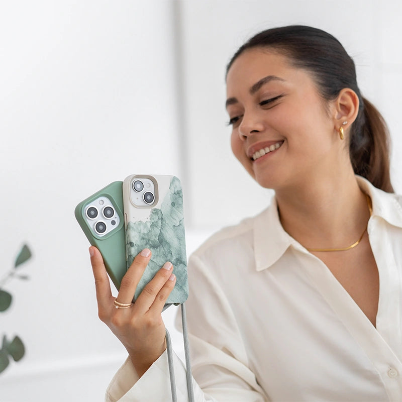 iPhone 15 Pro Crossbody Case Detachable Aqua Green