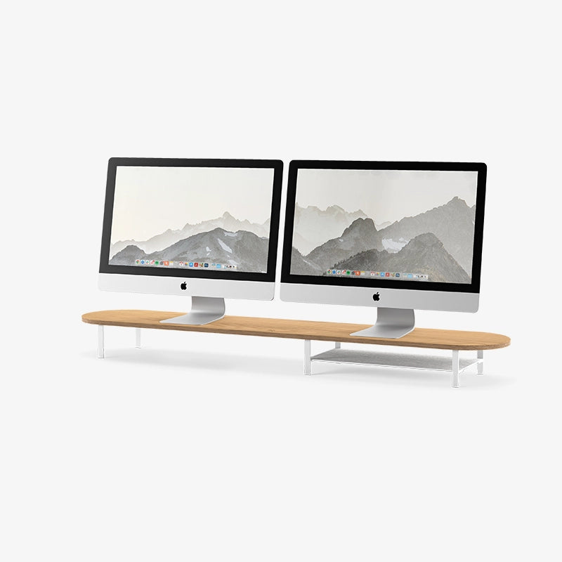 Monitor elevation for 2 monitors with tray oak