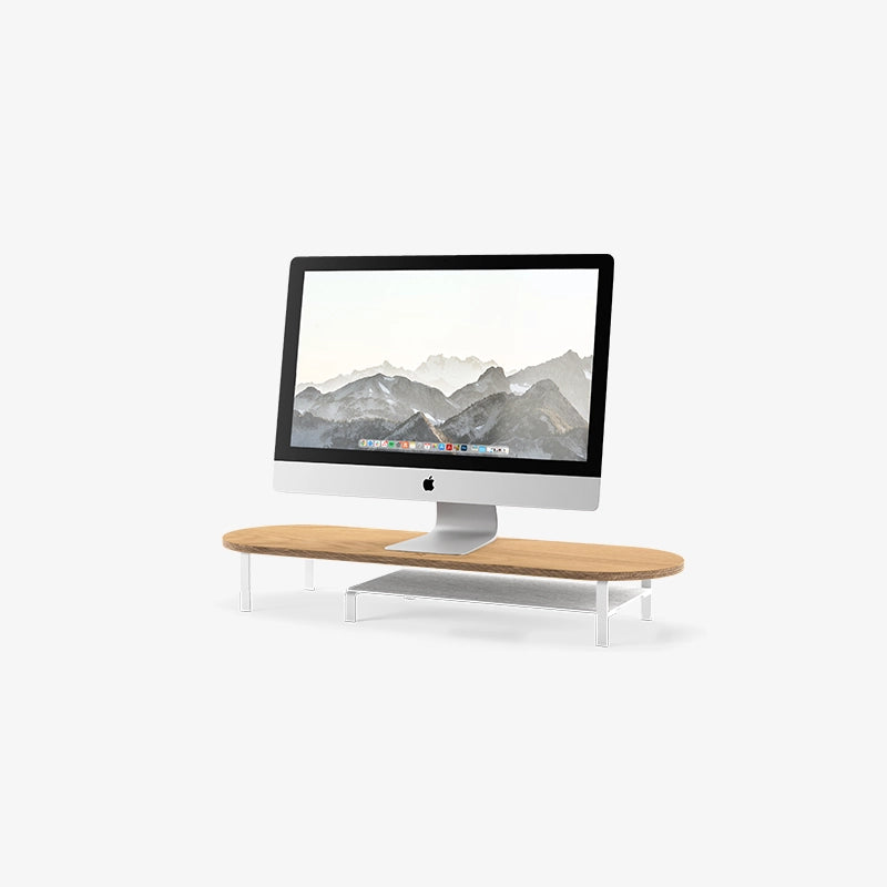 Monitor elevation with shelf oak