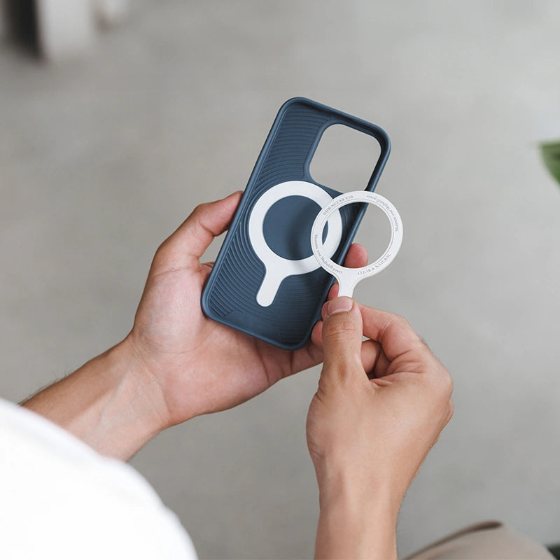 Iphone 15 sustainable organic MagSafe phone case navy blue