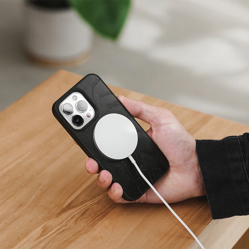 iphone 14 wood MagSafe phone case