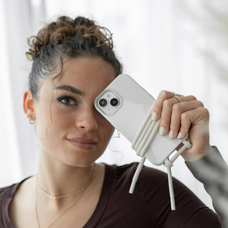 iPhone 15 Pro Crossbody Case Detachable Dove White
