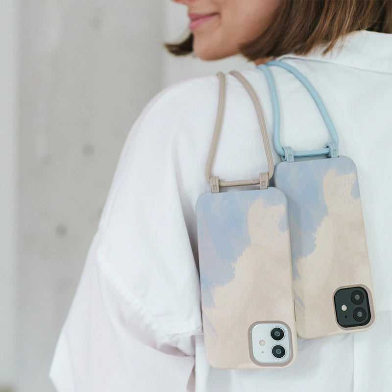 IPhone 13 Pro Crossbody Case Detachable Beige Blue