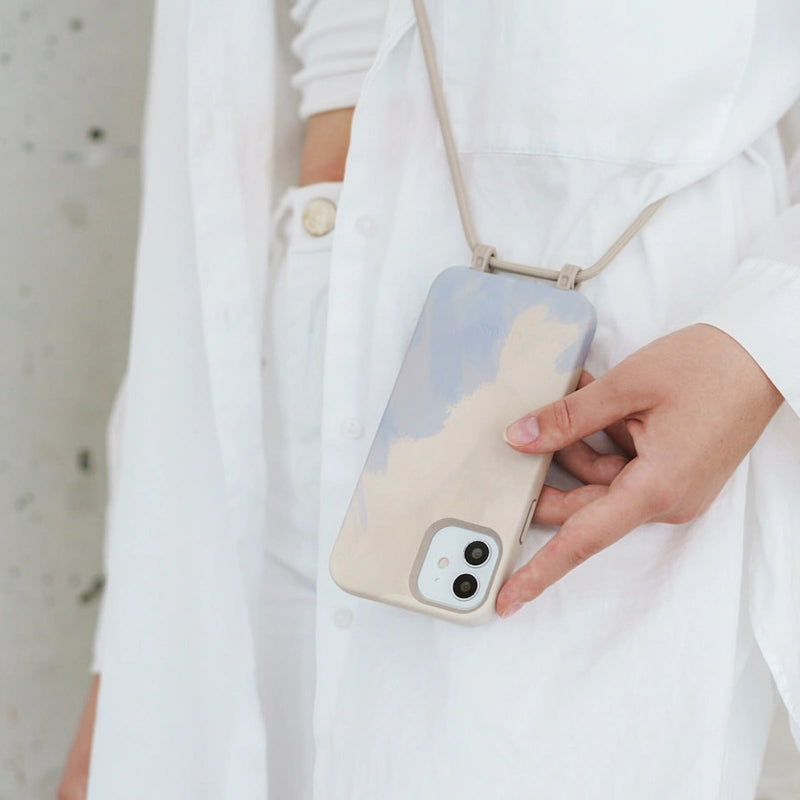 IPhone 13 Pro Crossbody Case Detachable Beige Blue