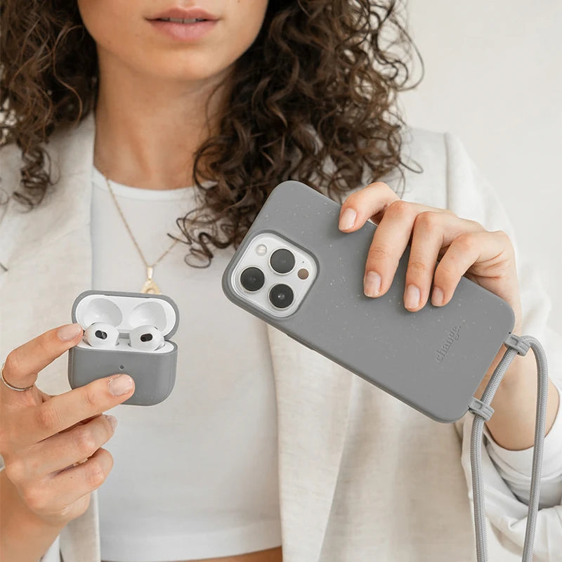 Iphone 13 necklace case removable gray