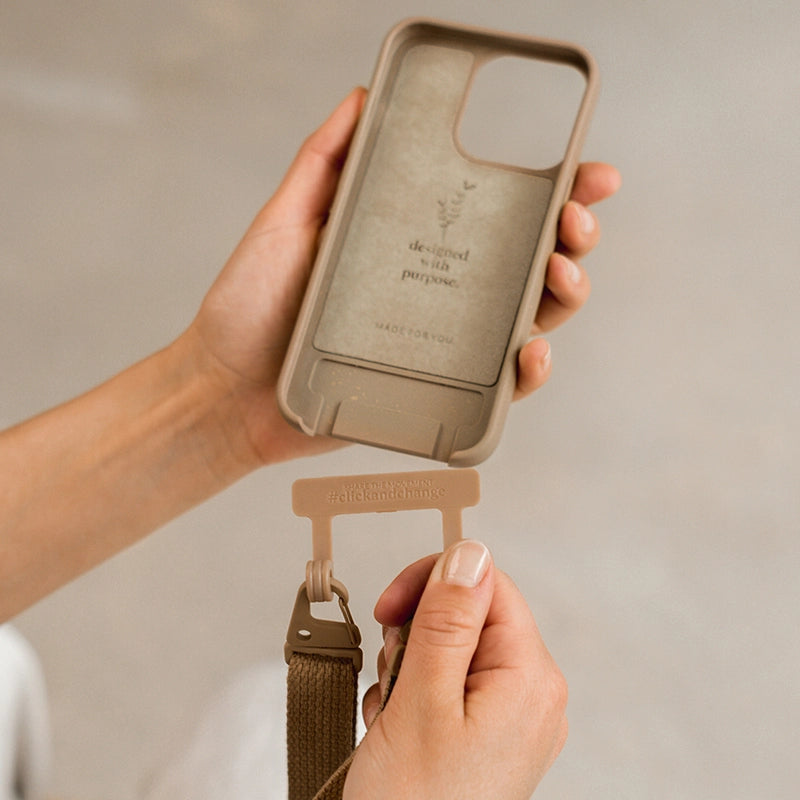iPhone 13 Mini Crossbody Case Detachable Taupe
