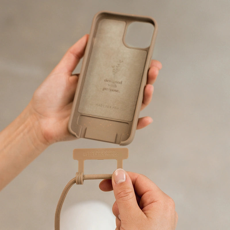 IPhone 15 Crossbody Case Detachable Taupe Brown