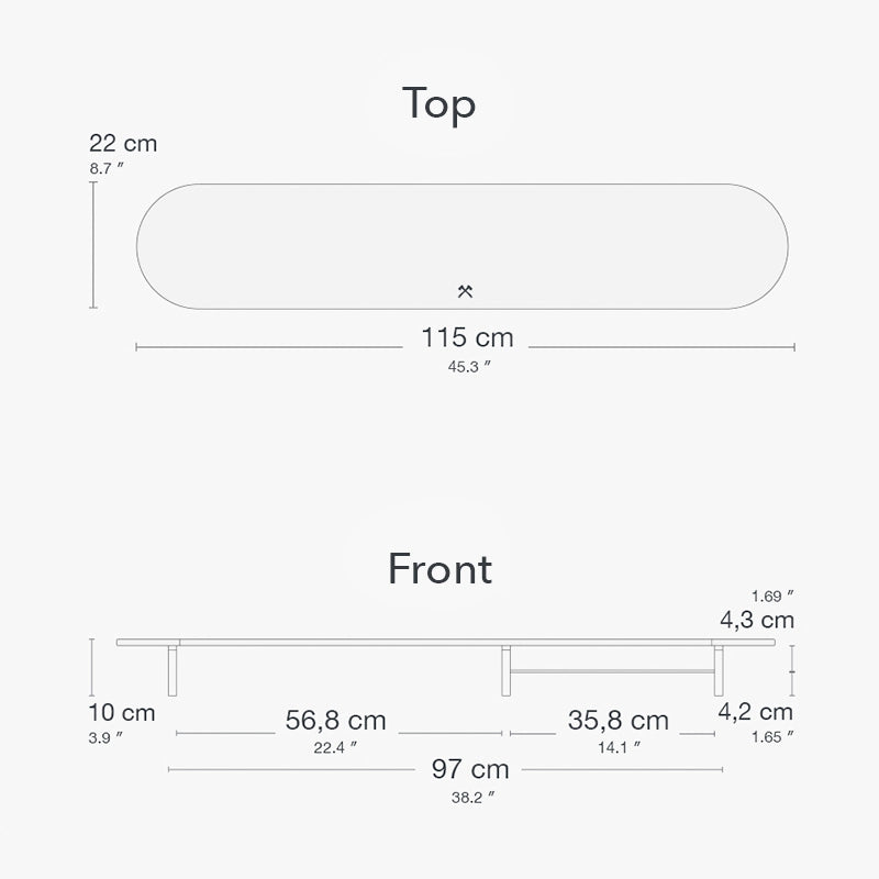 Monitor stand with shelf for 2 monitors wood