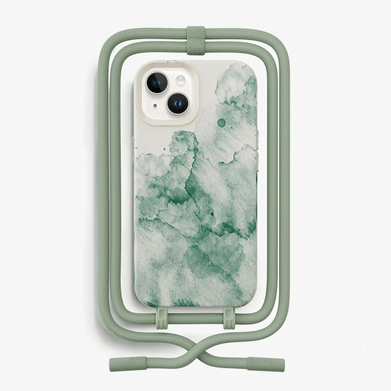 iPhone 15 Crossbody Case Detachable Aqua Green