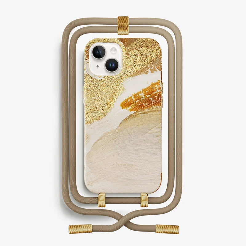 iPhone 15 Crossbody Case Detachable gold
