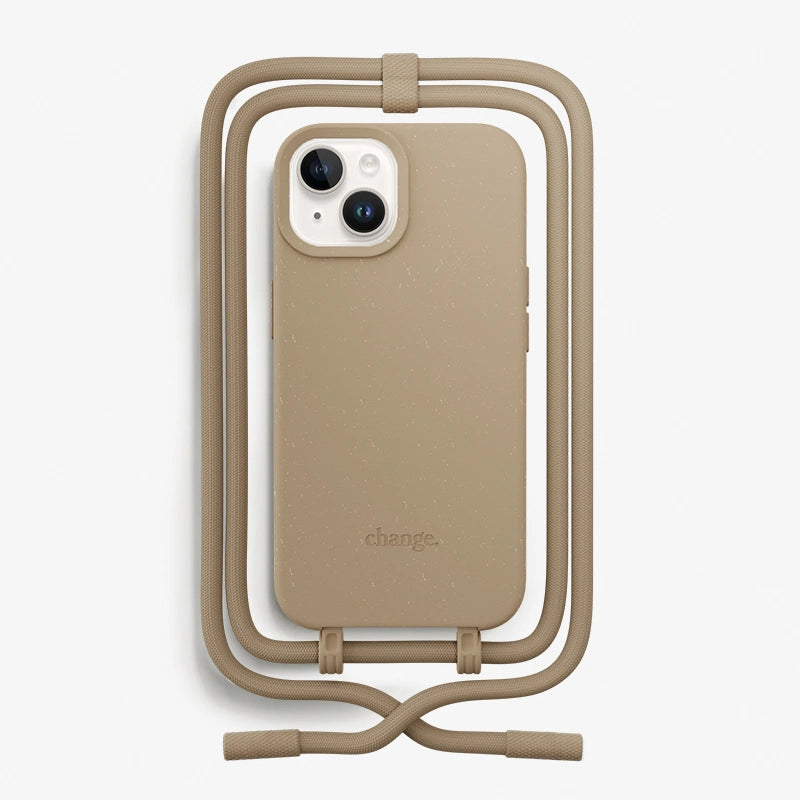 IPhone 15 Crossbody Case Detachable Taupe Brown