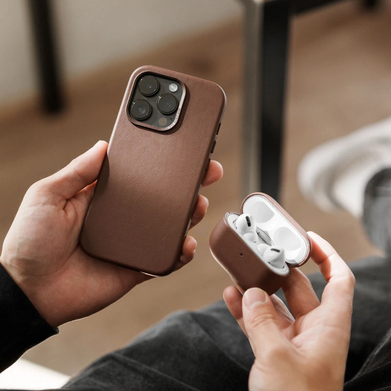 Vegan Leather Case iPhone 15 Plus Brown