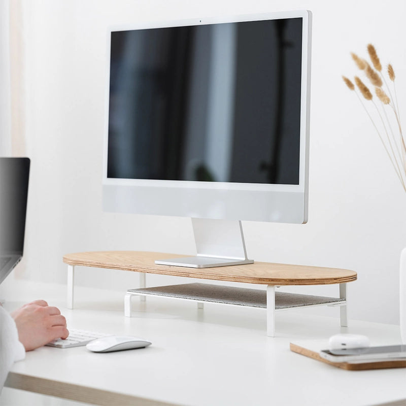 Monitor elevation with shelf oak