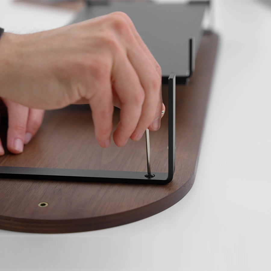 Monitor elevation with shelf walnut