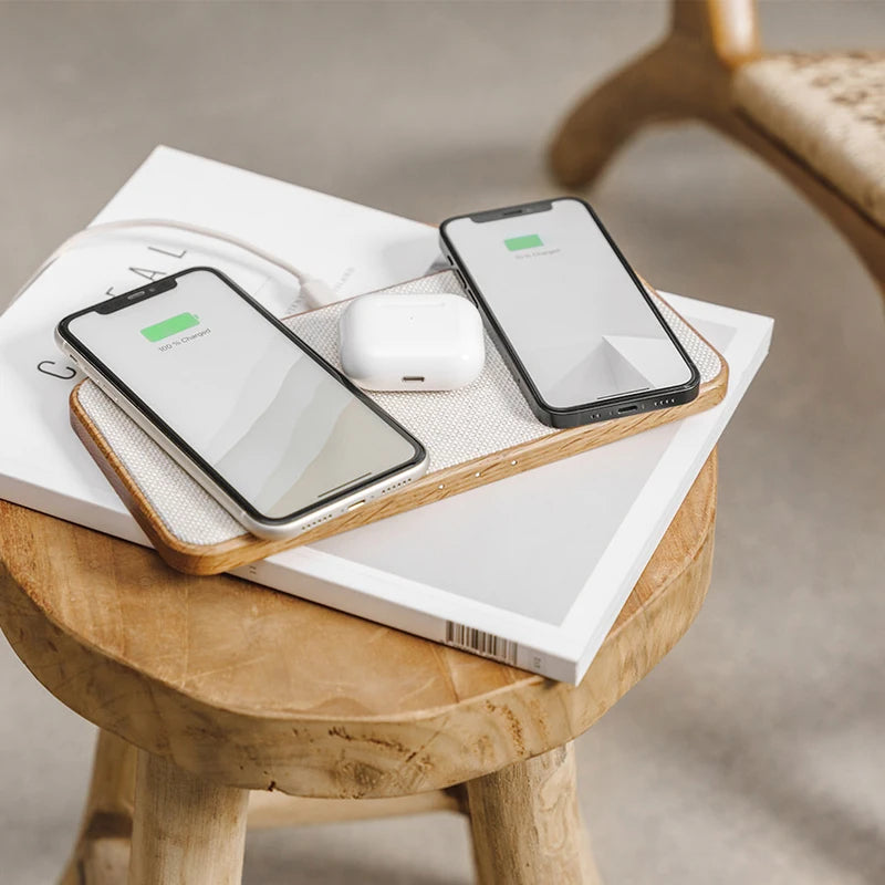 Wood oak inductive charging station
