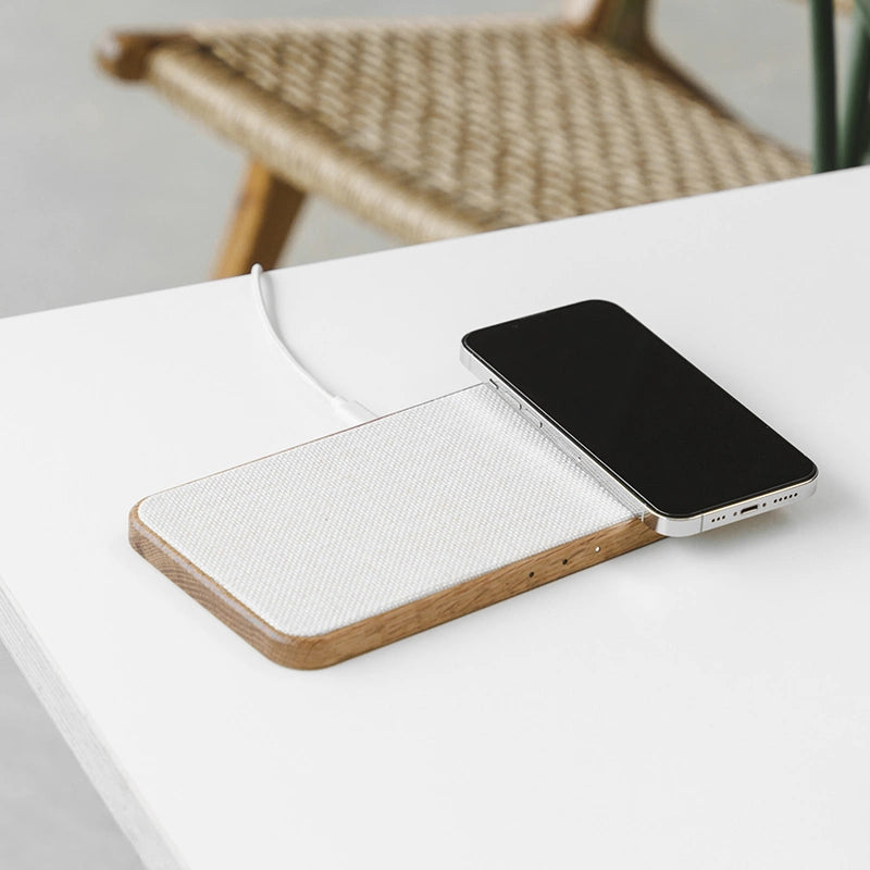 Wood oak inductive charging station