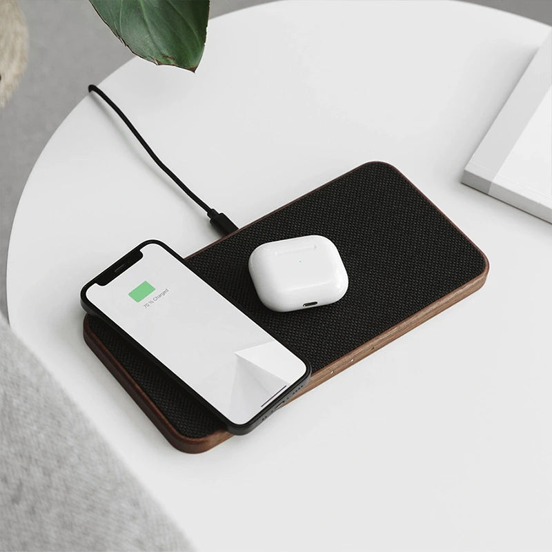 Wood Walnut Inductive Charging Station