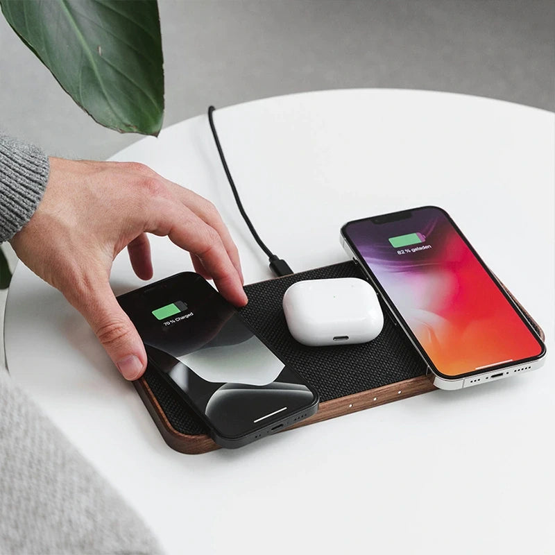 Wood Walnut Inductive Charging Station