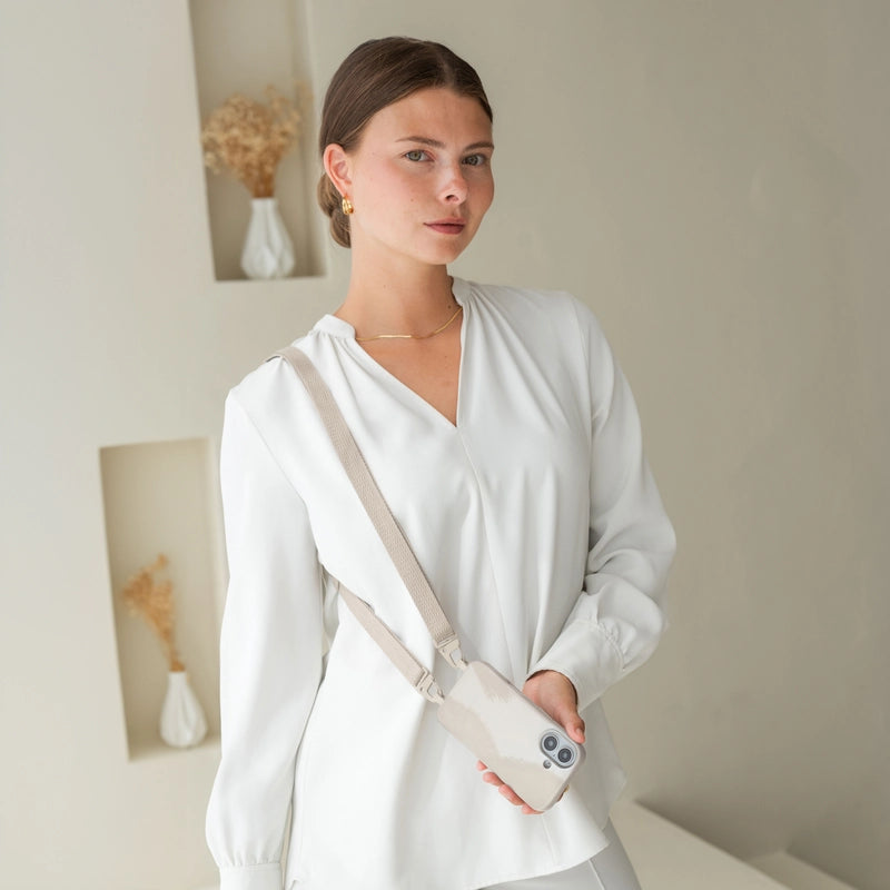 iPhone 16 Pro Crossbody Case with Strap White