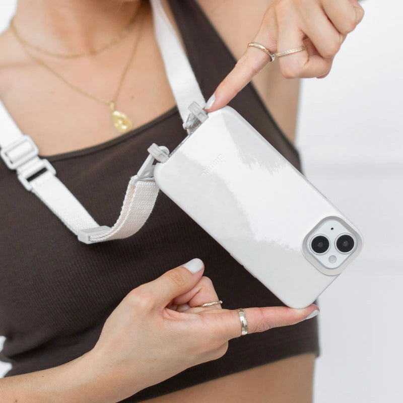 iPhone 16 Pro Crossbody Case with Strap White