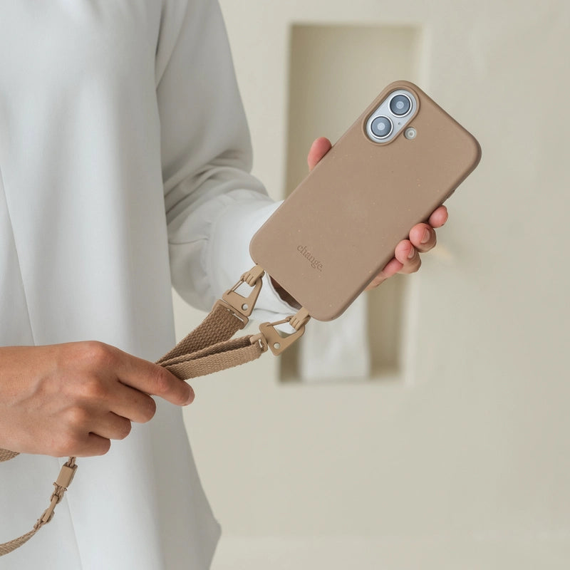 iPhone 16 Pro Crossbody Case with Strap Taupe