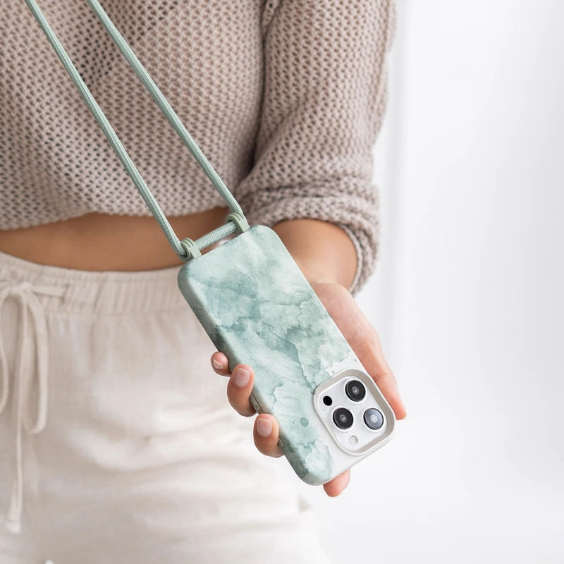 iPhone 16 Crossbody Case Aqua Green