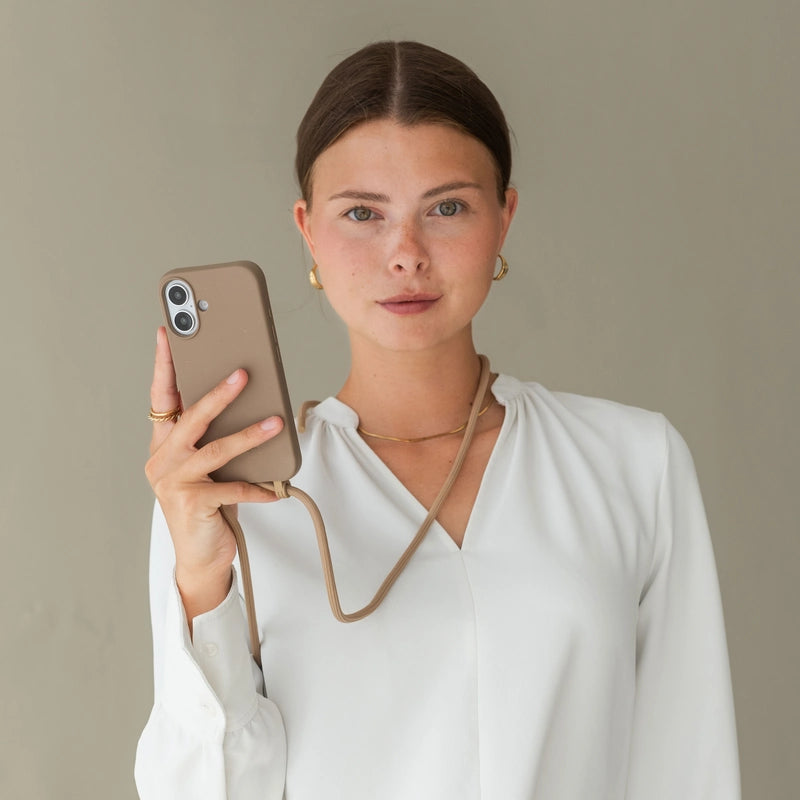 iPhone 16 Pro Max Crossbody Case Taupe Brown