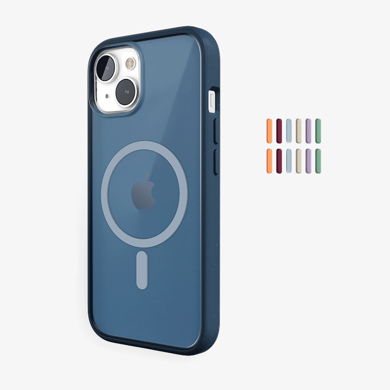 Clear Case Blue iPhone 13 + colored buttons