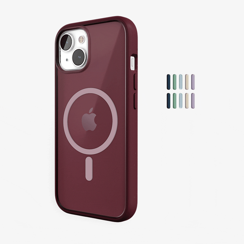 Clear Case Red matt iPhone 13 + colored buttons