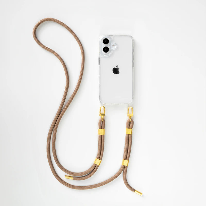 iPhone 16 Crossbody Case Transparent Gold Taupe