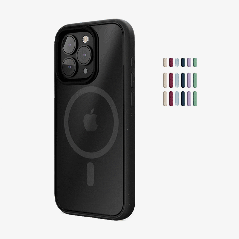 Clear Case Black matt iPhone 15 Pro + colored buttons