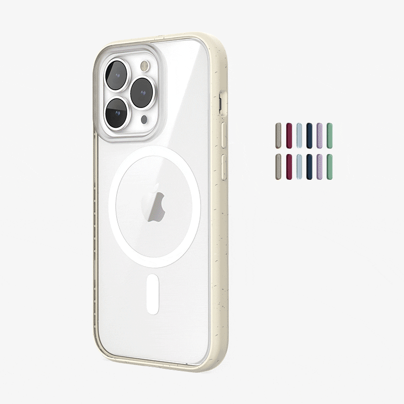 Clear Case Off White iPhone 14 Pro + colored buttons