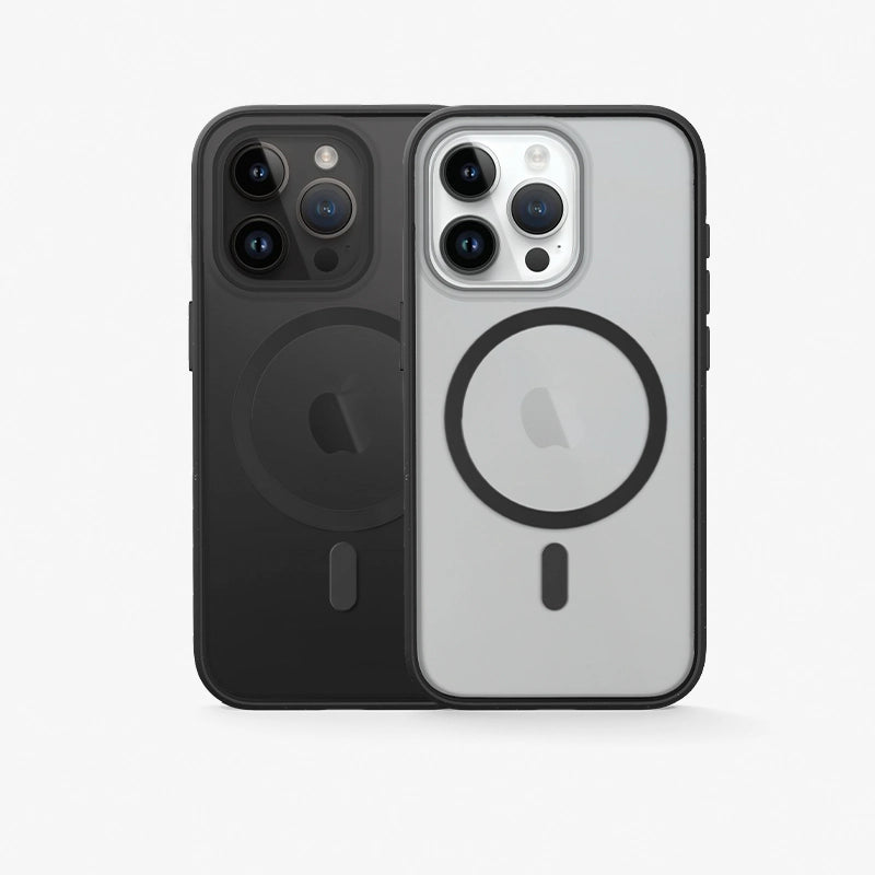Clear Case Black matt iPhone 14 + colored buttons