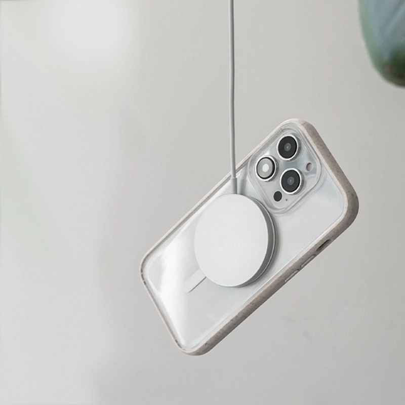 Clear Case Off White iPhone 14 + colored buttons