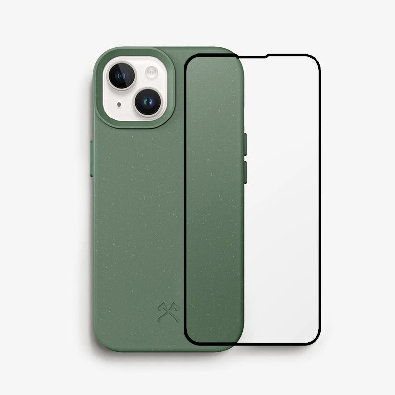 Bio Case + Fullscreen Tempered Glass iPhone 15 Green