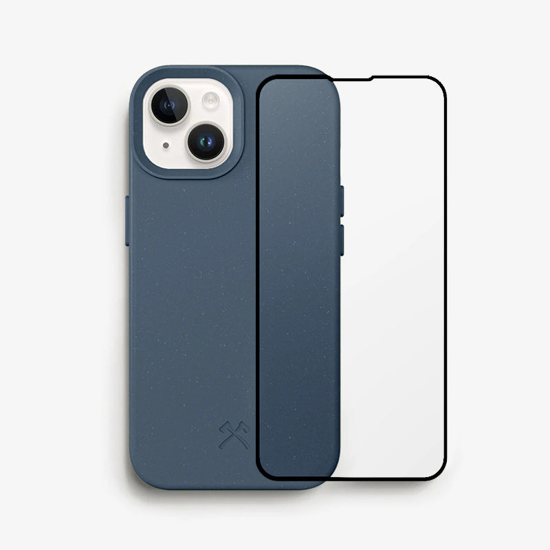 Bio Case + Fullscreen Tempered Glass iPhone 15 Navy