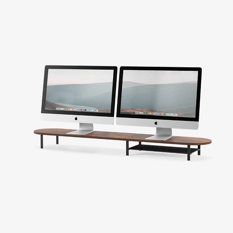Monitor elevation for 2 monitors with shelf walnut