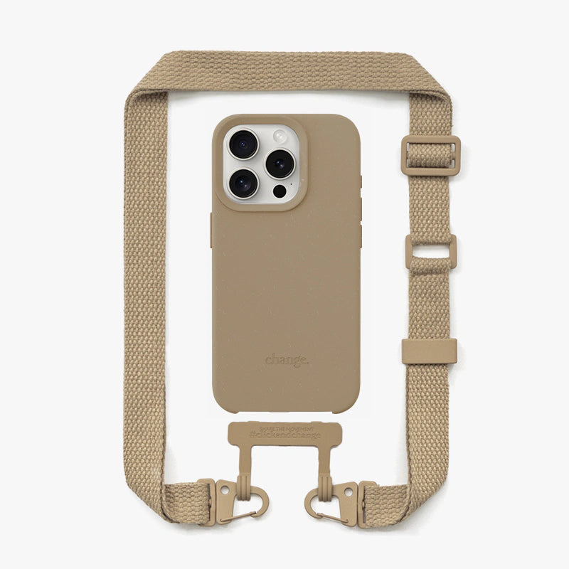 iPhone 16 Pro Crossbody Case with Strap Taupe