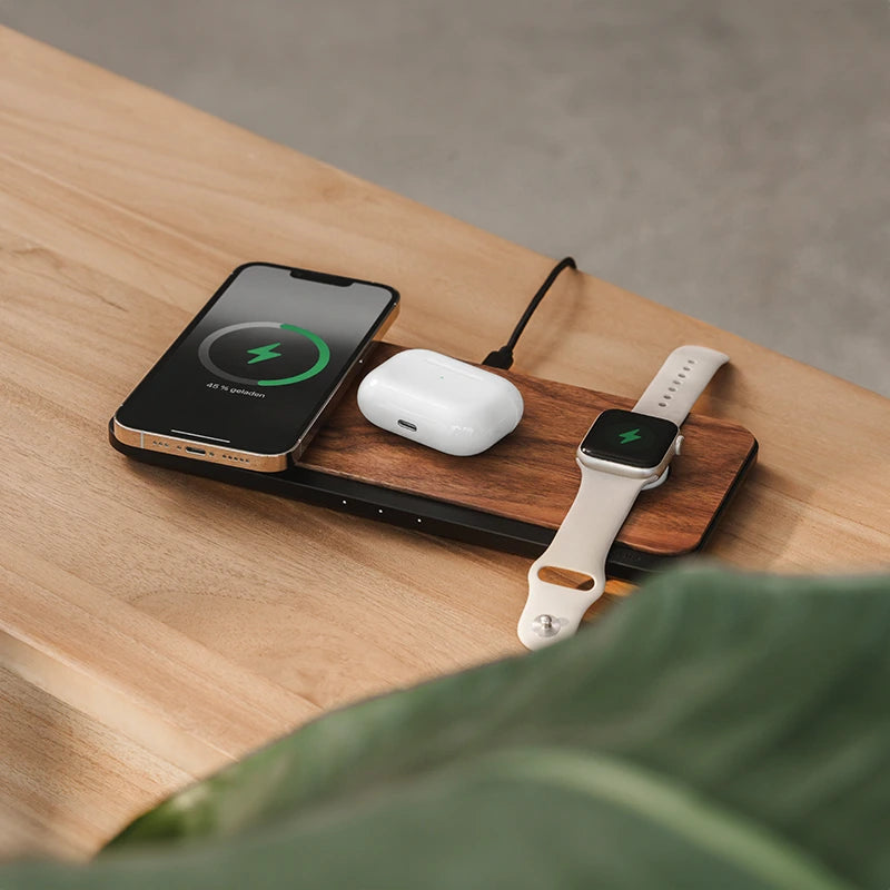 Wooden Wireless Charger iPhone 14 13 12 11 X QI, Induction Charging  Station, Compatible iPhone Samsung, Gift for Husband 