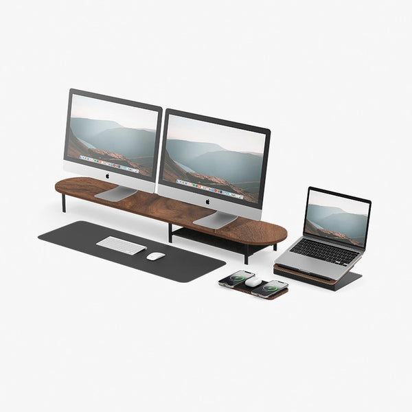 Stylish Monitor Stand Oakywood Dual Monitor Stand - Solid Walnut Veneer ...
