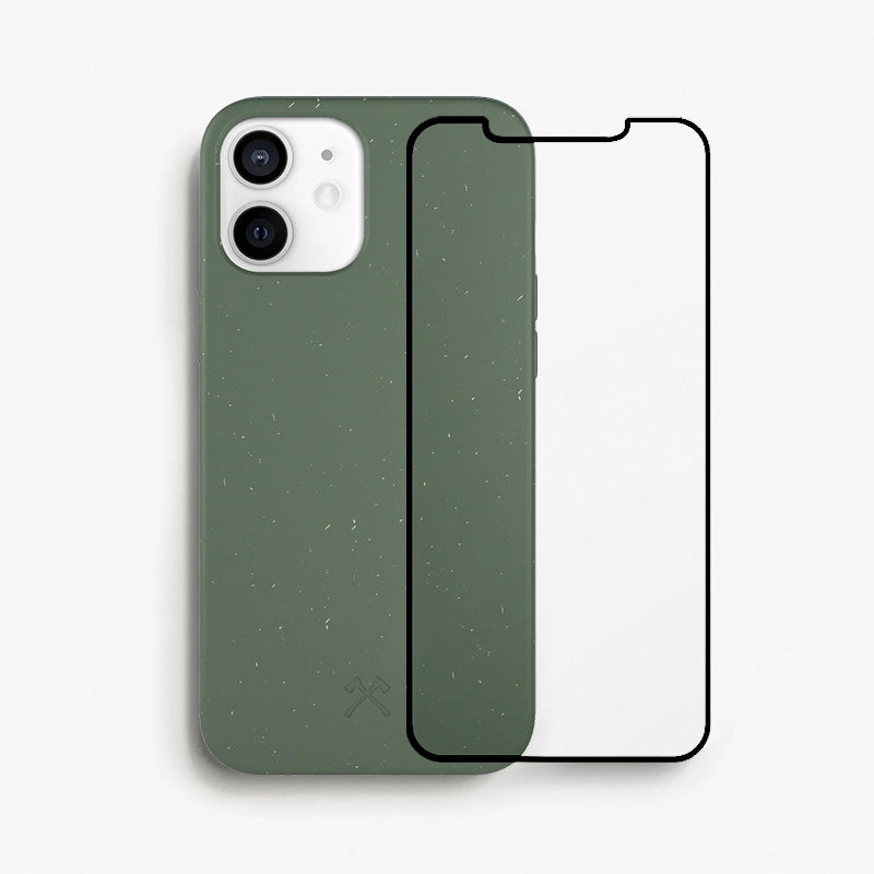 Bio Case + Fullscreen Tempered Glass iPhone 12 Green