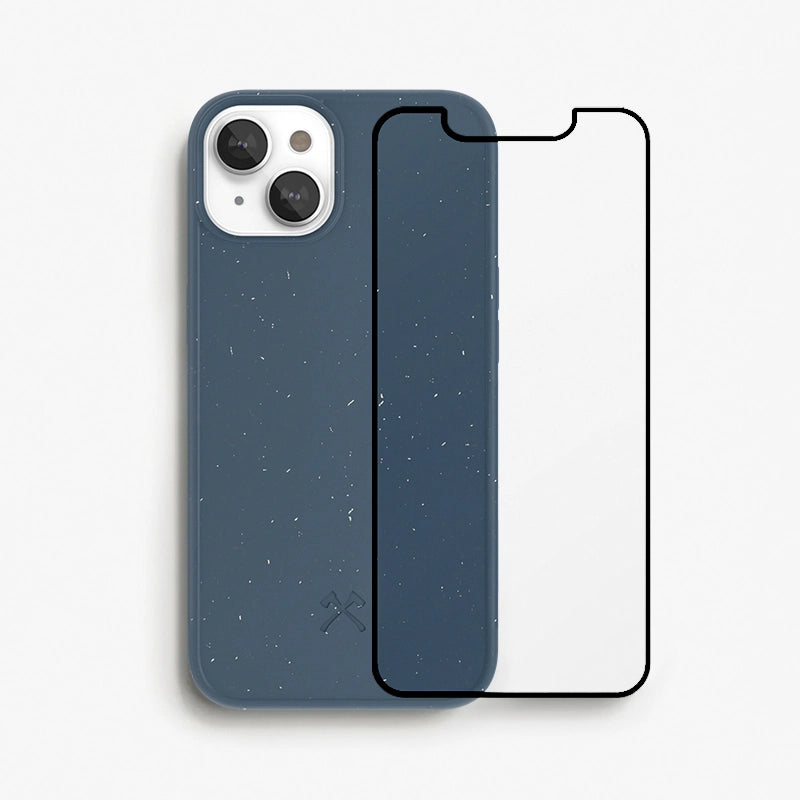 Bio Case + Fullscreen Tempered Glass iPhone 13 Mini Navy