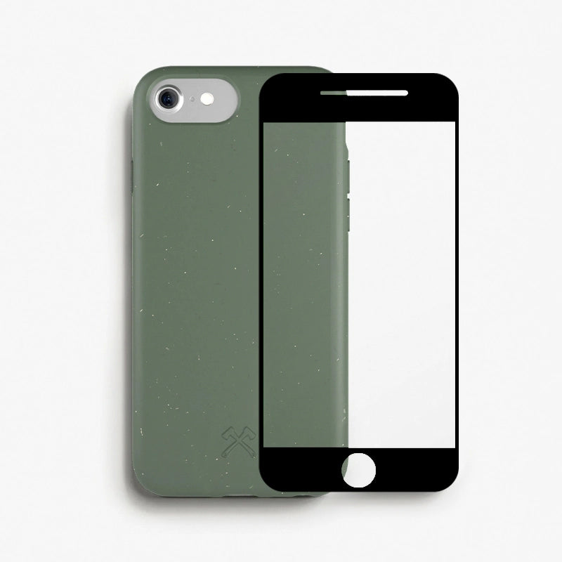 Bio Case + Fullscreen Tempered Glass iPhone SE 2/3 Green