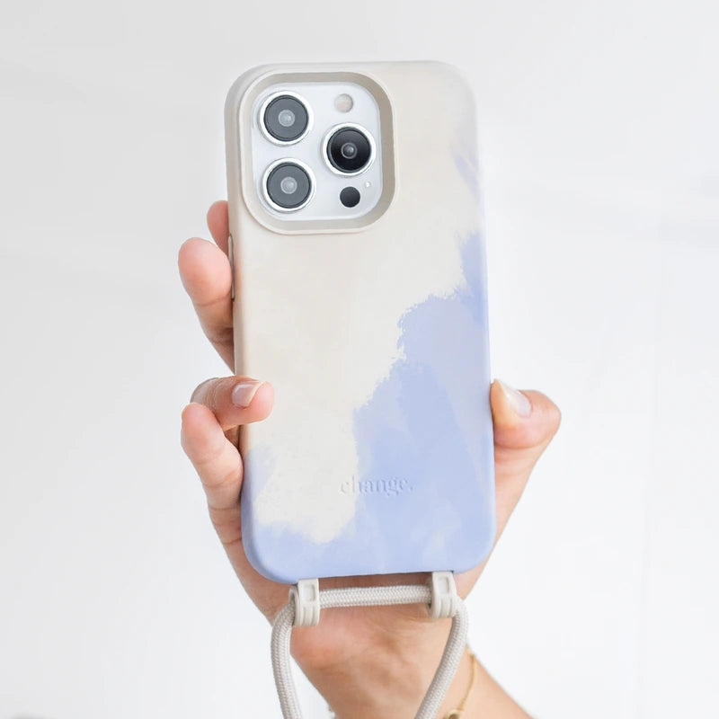 IPhone 15 Crossbody Case Detachable Beige Blue