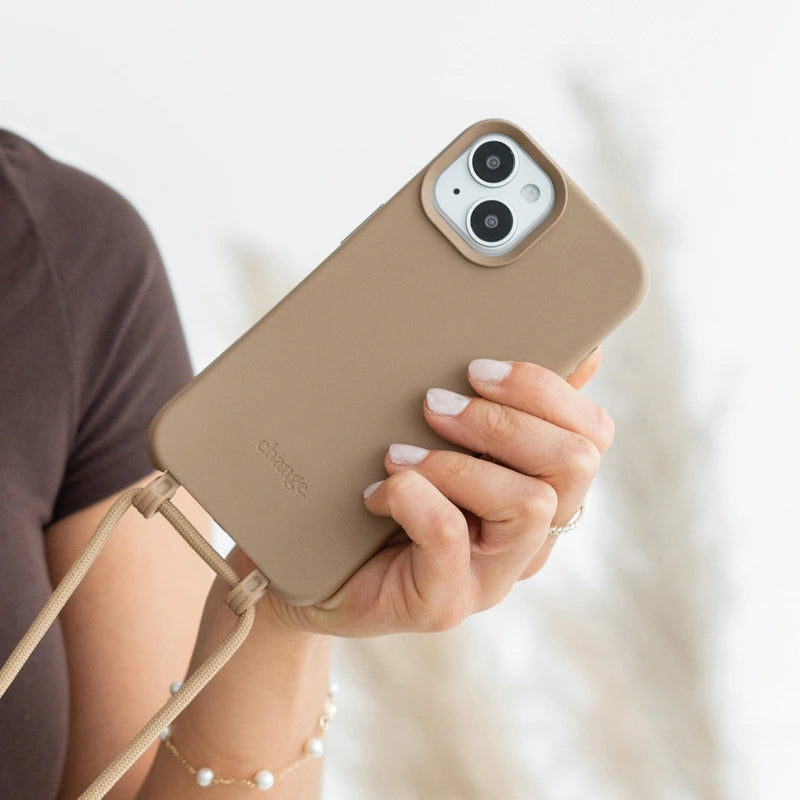 IPhone 15 Crossbody Case Detachable Taupe Brown
