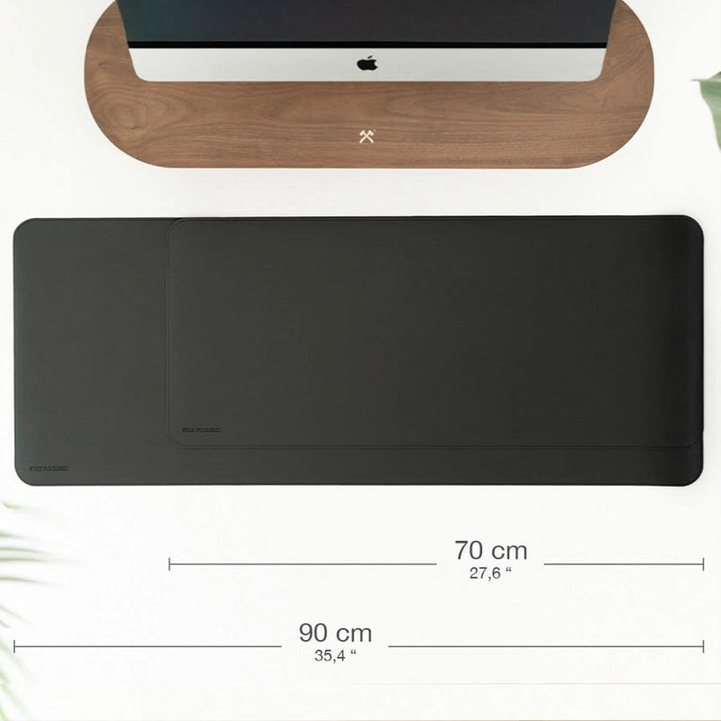 HEXCAL| Leather Desk Pad & Mouse Pad | Waterproof Vegan Leather Desk Pad | Black