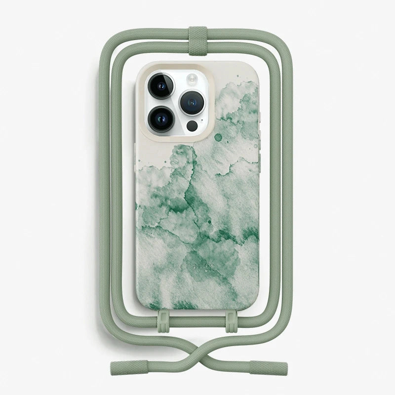 iPhone 15 Pro Crossbody Case Detachable Aqua Green